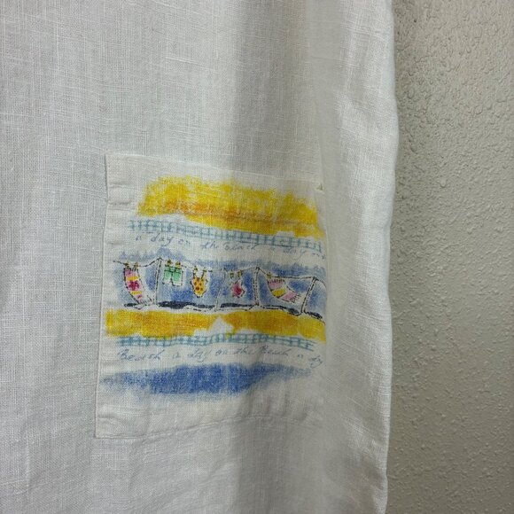 VTG 90’s Y2K Sweet Jessie Linen Maxi Beach Scenes Dress Sz XL Coastal Resort - Picture 3 of 8